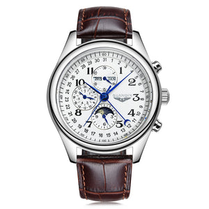 GUANQIN GQ20022 Male Auto Mechanical Watch Moon Phase Calendar 24 Hours System Men Wristwatch