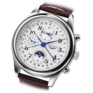 GUANQIN GQ20022 Male Auto Mechanical Watch Moon Phase Calendar 24 Hours System Men Wristwatch