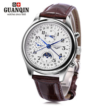 Load image into Gallery viewer, GUANQIN GQ20022 Male Auto Mechanical Watch Moon Phase Calendar 24 Hours System Men Wristwatch