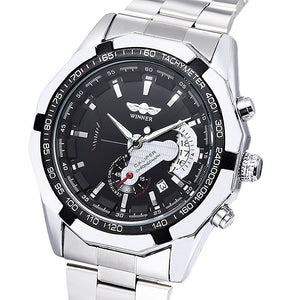 WINNER W050 Male Auto Mechanical Watch Chronograph Date Display Wristwatch