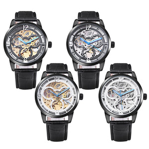 Winner 275 Male Auto Mechanical Watch Wheel Pattern Dial Luminous Men Wristwatch