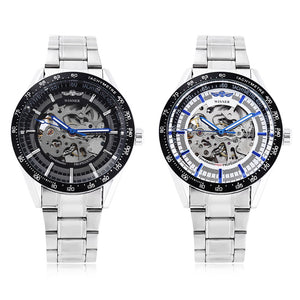 Winner 172 Men Automatic Mechanical Watch Luminous Hollow Movt Wristwatch for Men