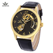 Load image into Gallery viewer, SEWOR SW031 Mechanical Hollow Dial Male Watch Leather Band Luminous Men Wristwatch