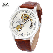 Load image into Gallery viewer, SEWOR SW031 Mechanical Hollow Dial Male Watch Leather Band Luminous Men Wristwatch