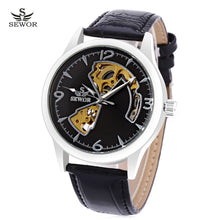 Load image into Gallery viewer, SEWOR SW031 Mechanical Hollow Dial Male Watch Leather Band Luminous Men Wristwatch