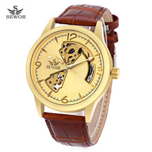 Load image into Gallery viewer, SEWOR SW031 Mechanical Hollow Dial Male Watch Leather Band Luminous Men Wristwatch