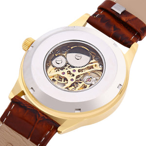 SEWOR SW031 Mechanical Hollow Dial Male Watch Leather Band Luminous Men Wristwatch