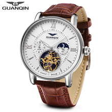 Load image into Gallery viewer, GUANQIN GJ16036 Men Auto Mechanical Watch Chronograph Moon Phase Luminous Wristwatch