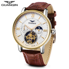 Load image into Gallery viewer, GUANQIN GJ16036 Men Auto Mechanical Watch Chronograph Moon Phase Luminous Wristwatch