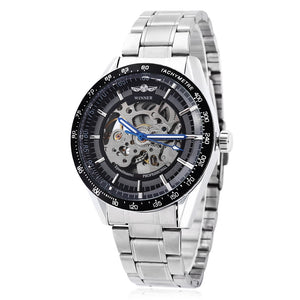 Winner 172 Men Automatic Mechanical Watch Luminous Hollow Movt Wristwatch for Men