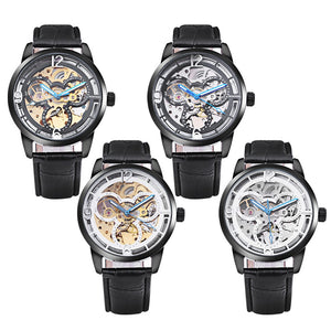 Winner 275 Male Auto Mechanical Watch Wheel Pattern Dial Luminous Men Wristwatch