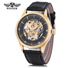 Load image into Gallery viewer, Winner A708 Male Mechanical Hand Wind Watch Luminous Transparent Dial Wristwatch for Men