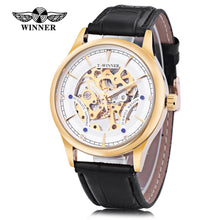 Load image into Gallery viewer, Winner A708 Male Mechanical Hand Wind Watch Luminous Transparent Dial Wristwatch for Men