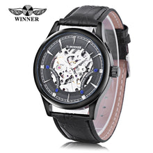 Load image into Gallery viewer, Winner A708 Male Mechanical Hand Wind Watch Luminous Transparent Dial Wristwatch for Men