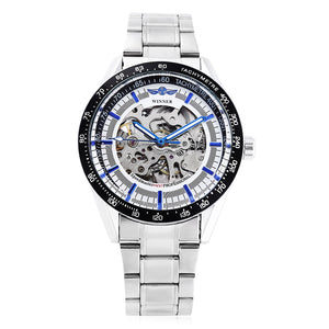 Winner 172 Men Automatic Mechanical Watch Luminous Hollow Movt Wristwatch for Men